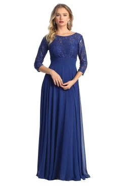 Cindy Collection 1748 3/4 Sleeve A Line Dress