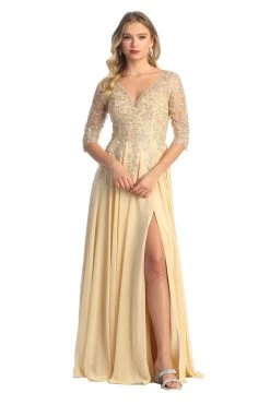 Cindy Collection 50441 3/4 Sleeve A Line Ball Gown -Norma Reed 50441 CHAMP