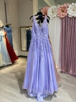 Lace Embroidered V Neckline Dress Style #FI10241 | Norma Reed