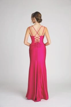 Fiesta 7238 High Slit Flowing Gown | 10 Colors -Norma Reed 7238 FuchBack