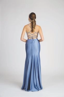 Fiesta 7245 Open Back High Slit Leg Dress -Norma Reed 7245 SlateBack