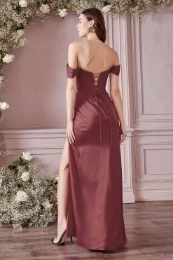 Cinderella Divine 7484 Off Shoulder Slit Leg Corset Dress -Norma Reed 7484 rosewood 46c2c5cd 9b66 457f b6e2 4b593272bef9