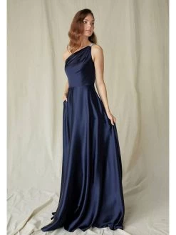 Eureka 9025 Satin One Shoulder Pleated Dress With Pockets -Norma Reed 90253