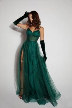 Eureka 9177 Tulle Slit Leg Corset Ball Gown
