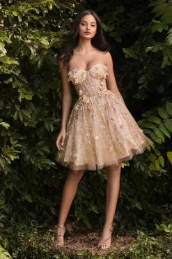 Cinderella Divine 9243 Shimmering Corset Short Dress