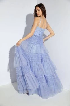 Eureka 9888 Ruched Shimmering Tulle Corset Dress -Norma Reed 9888