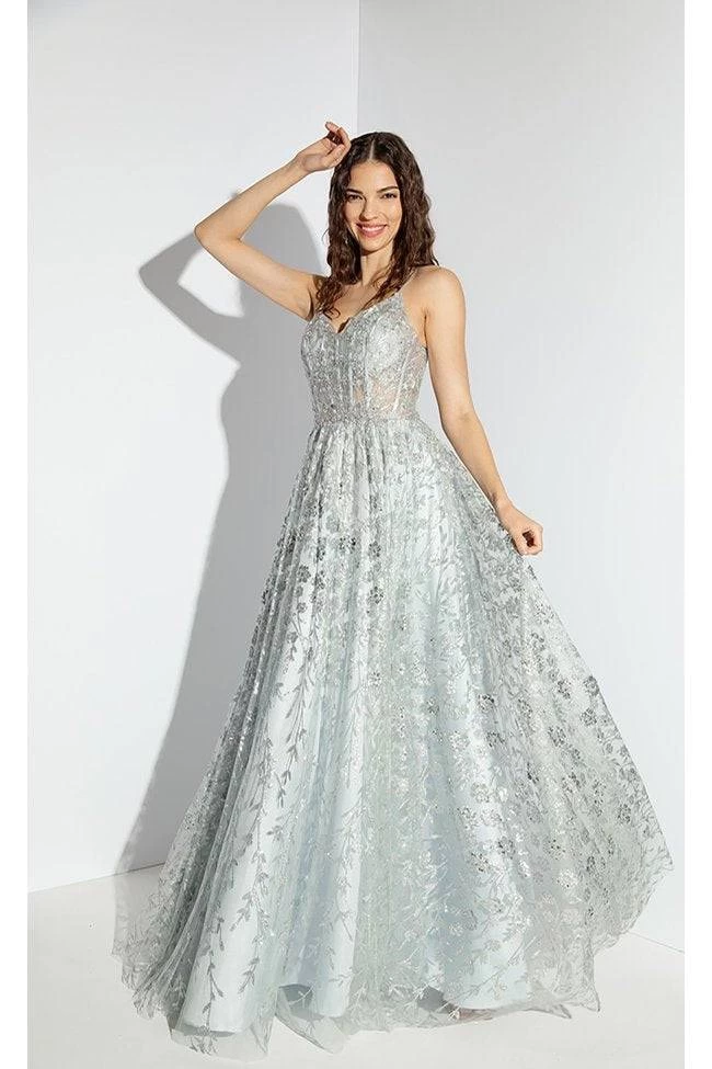 Eureka 9907 Shimmering Floral Corset Ball Gown | Corset Dress