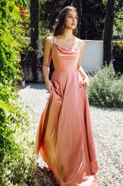 Eureka 9916 Pleated Slit Leg Dress | Sand | Burgundy | Coral | Sea Glass -Norma Reed 9916DesertCoralR 3