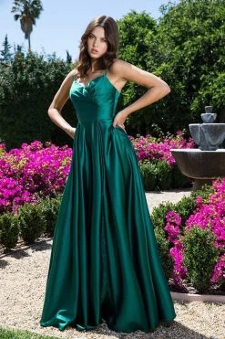 Cinderella Divine 9925 Pleated Slit Leg Dress With Pockets | 7 Colors | 4xl -Norma Reed 9925hgreen
