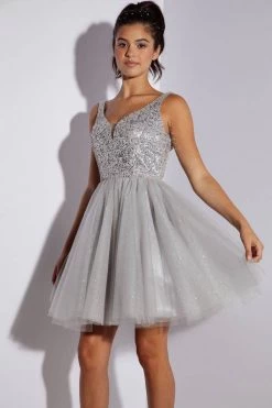 Eureka 9926 Sequin Embroidered Short Dress 5 Eureka 9926 Sequin Embroidered Short Dress -Norma Reed 9926silver