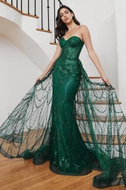 Cinderella Divine CB095 Lace & Sequin Corset Dress -Norma Reed CB095 emerald 1