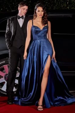 Cinderella Divine CB120 Sparkling Navy A Line Dress