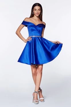 Cinderella Divine CD0140 Shimmering Satin Off Shoulder Short Dress -Norma Reed CD0140 7 c359f48d 4920 49da a71c b71dc82bae56