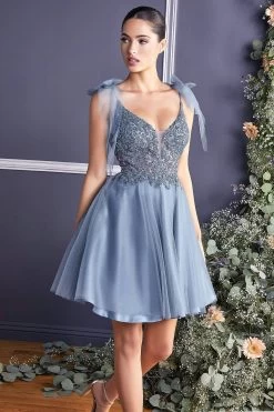 Cinderella Divine CD0174 Dama Dress With Sequin Bodice & Shoulder Bow 11 Cinderella Divine CD0174 Dama Dress With Sequin Bodice & Shoulder Bow -Norma Reed CD0174 smokyblue 1 5f28f12b 44bb 4a0b 9aef ec2bf589f58c