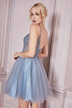 Cinderella Divine CD0190 Short Shimmering Dress -Norma Reed CD0190 smokyblue 1 7cc8b711 aa4d 48bc b20f 497fbe8d2328