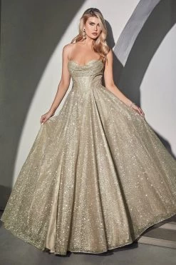 Cinderella Divine CD252 Glittering Metallic Ball Gown