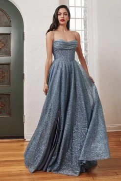 Cinderella Divine CD252 Glittering Metallic Ball Gown 16 Cinderella Divine CD252 Glittering Metallic Ball Gown -Norma Reed CD252 smokyblue