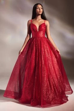 Cinderella Divine CD996 Shimmering Ball Gown | 6 Colors -Norma Reed CD996 red 1