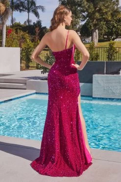 Cinderella Divine CH111 Sparkly Sequin One Shoulder Dress 6 Cinderella Divine CH111 Sparkly Sequin One Shoulder Dress -Norma Reed CH111 fuchsia 2