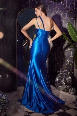 Cinderella Divine CH119 Shimmering Satin One Shoulder Dress -Norma Reed CH119 royal 3