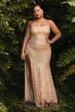 Cinderella Divine Ladivine CH165 Stunning Strapless Sequin Dress -Norma Reed CH165C gold