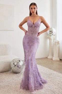 Cinderella Divine J810 Sparkling Mermaid Corset Dress With Sheer Bodice & Lace Embroidery Sizes 12 - 16 -Norma Reed J810 LAVENDER 1 dfb8984f 1a14 44c8 af22 92c801d80ec3