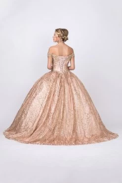 Aspeed L2364 Off Shoulder Lace & Sequin Quinceanera Dress -Norma Reed L2364ROSEGOLDB dc472f89 4dff 4169 a248 fad15936ad30