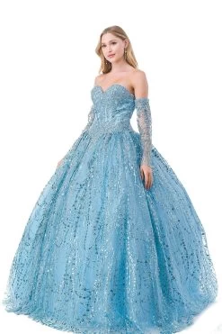 Aspeed L2460 Off Shoulder Sleeved Sequin Quinceanera Dress 11 Aspeed L2460 Off Shoulder Sleeved Sequin Quinceanera Dress -Norma Reed L2460LTBLUECHCEKCOLOR3
