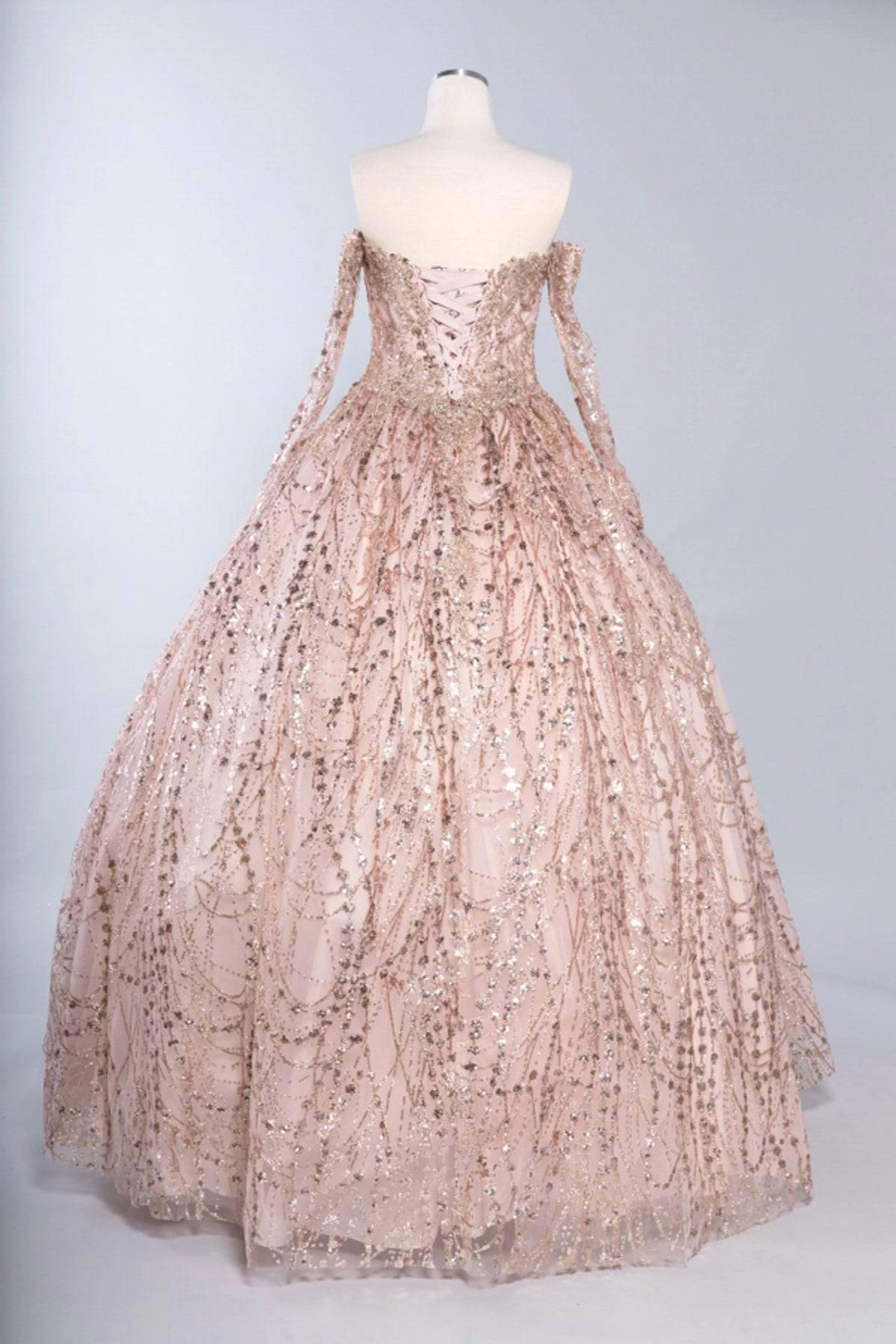 Aspeed L2460 Off Shoulder Sleeved Sequin Quinceanera Dress 6 Aspeed L2460 Off Shoulder Sleeved Sequin Quinceanera Dress - Image 6