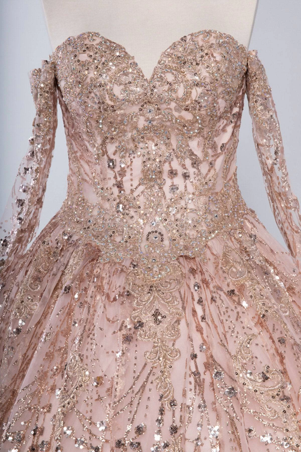 Aspeed L2460 Off Shoulder Sleeved Sequin Quinceanera Dress 7 Aspeed L2460 Off Shoulder Sleeved Sequin Quinceanera Dress - Image 7