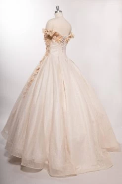 Aspeed L2501 Off Shoulder Floral Quinceanera Dress -Norma Reed L2501CHAMPAGNEB1 96991392 8cca 4c47 8395 5bb0ed21a1d9