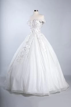 Aspeed L2501 Off Shoulder Floral Quinceanera Dress -Norma Reed L2501OFFWHITE2 d034fa5d 1b2f 48a7 915e dd5b449ece45