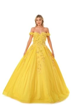 Aspeed L2501 Off Shoulder Floral Quinceanera Dress -Norma Reed L2501YELLOW1 a7c5c6d3 ef54 4414 b857 83f287fc0022