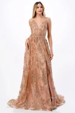 Aspeed Design L2664 Sparkling Rose Gold Sequin Gown