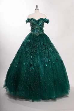 Aspeed L2728 Floral Off Shoulder Quinceanera Dress -Norma Reed L2728HUNTERGREENF1 819fcd67 5d1d 4309 97c8 361d8bb8b13f