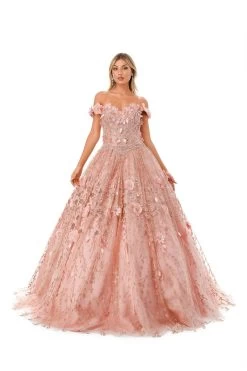 Aspeed L2728 Floral Off Shoulder Quinceanera Dress -Norma Reed L2728ROSEGOLD1 711d093a dadd 4e5c ab84 080adac682dc