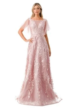 Aspeed M2818M Shimmering Mauve Floral Gown