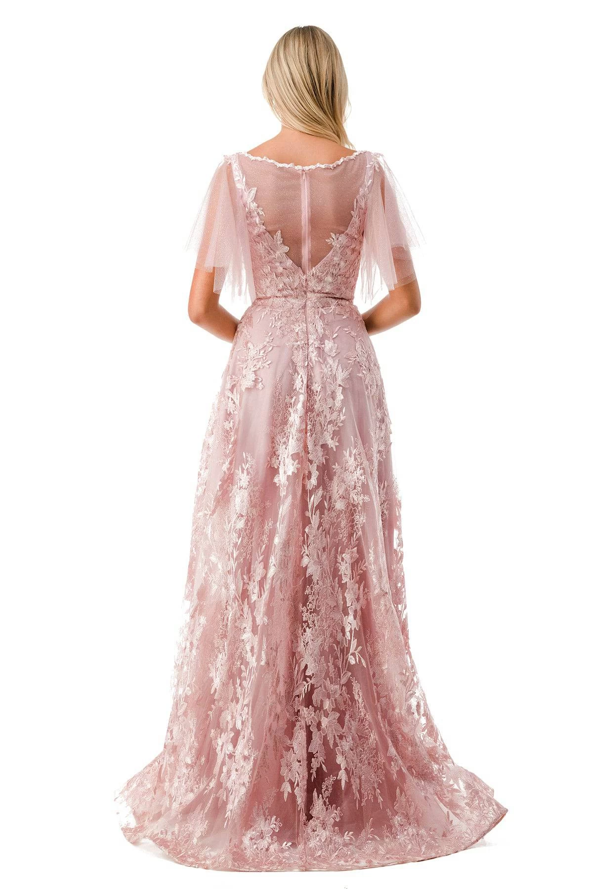 Aspeed M2818M Shimmering Mauve Floral Gown 4 Aspeed M2818M Shimmering Mauve Floral Gown - Image 4