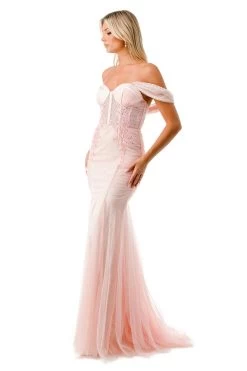 Aspeed Design P2100 Sparkling Off Shoulder Corset Mermaid Dress -Norma Reed P2100BLUSH4