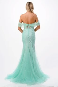 Aspeed Design P2100 Sparkling Off Shoulder Corset Mermaid Dress -Norma Reed P2100MINT2