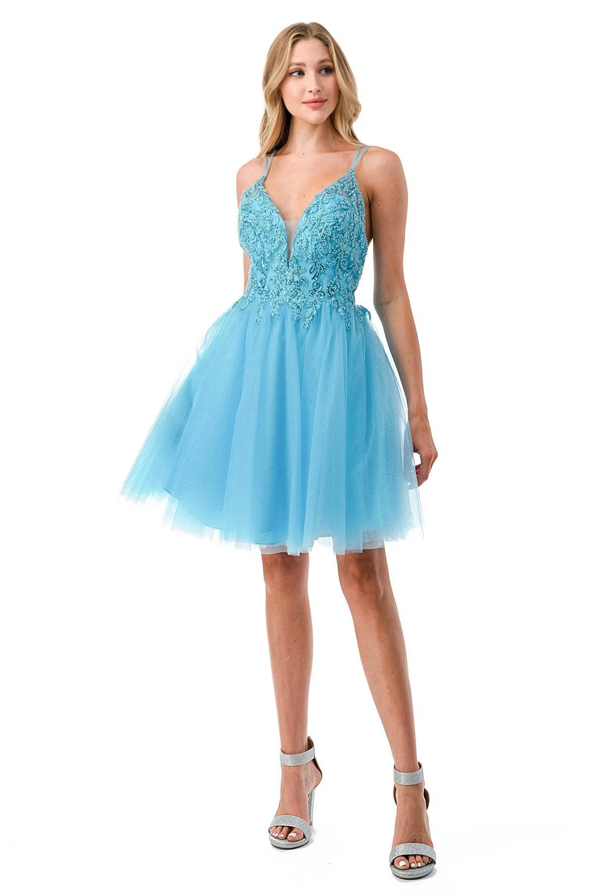 Aspeed S2648 Short Dress With Lace & Sequin Embroidery & Tulle Skirt 3 Aspeed S2648 Short Dress With Lace & Sequin Embroidery & Tulle Skirt - Image 3