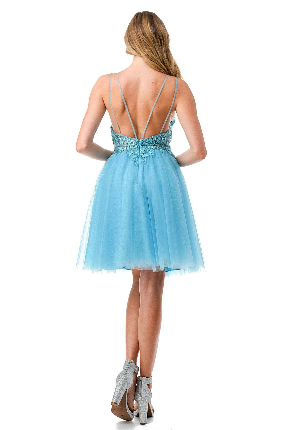 Aspeed S2648 Short Dress With Lace & Sequin Embroidery & Tulle Skirt 2 Aspeed S2648 Short Dress With Lace & Sequin Embroidery & Tulle Skirt - Image 2