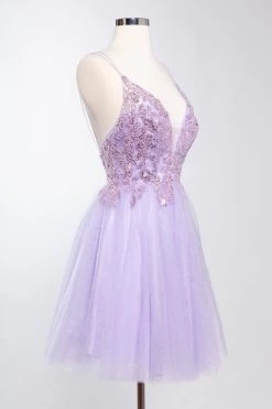 Aspeed S2648 Short Dress With Lace & Sequin Embroidery & Tulle Skirt 15 Aspeed S2648 Short Dress With Lace & Sequin Embroidery & Tulle Skirt -Norma Reed S2648LILACF2