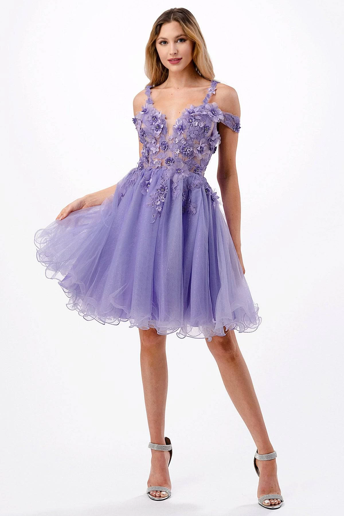 Aspeed S2713 Short Dress With Floral Embroidery & Tulle Skirt 6 Aspeed S2713 Short Dress With Floral Embroidery & Tulle Skirt - Image 6