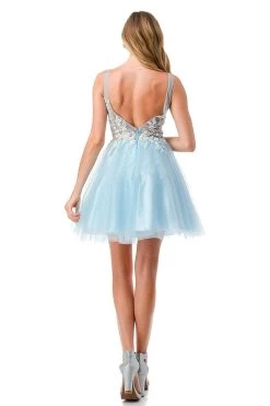 Aspeed S2724 Light Blue Lace & Sheer Short Dress With Tulle -Norma Reed S2724L BLUE6