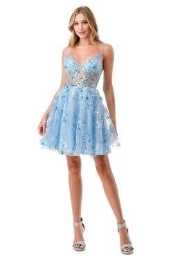 Aspeed S2731 Light Blue Lace & Sheer Corset Short Dress