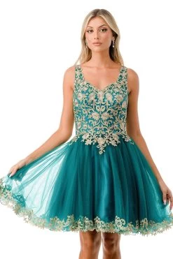Aspeed S2738J Floral Short Dress With Tulle Skirt