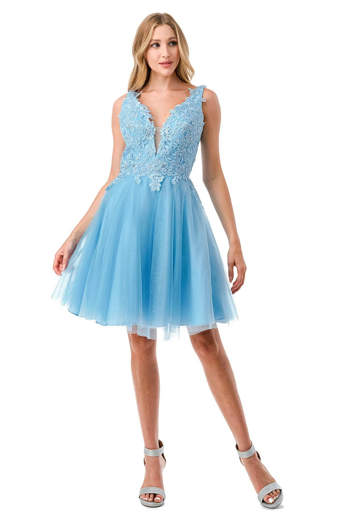 Aspeed S2739J Floral Sky Blue Short Dress 2 Aspeed S2739J Floral Sky Blue Short Dress - Image 2