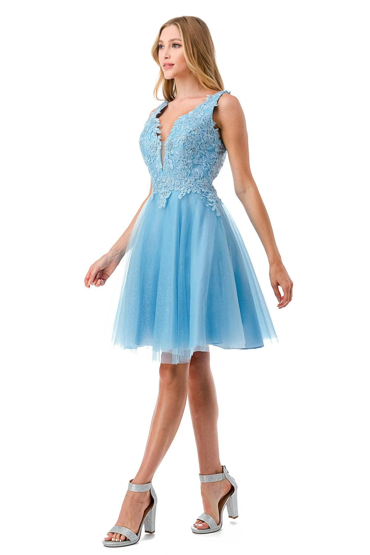 Aspeed S2739J Floral Sky Blue Short Dress 3 Aspeed S2739J Floral Sky Blue Short Dress - Image 3