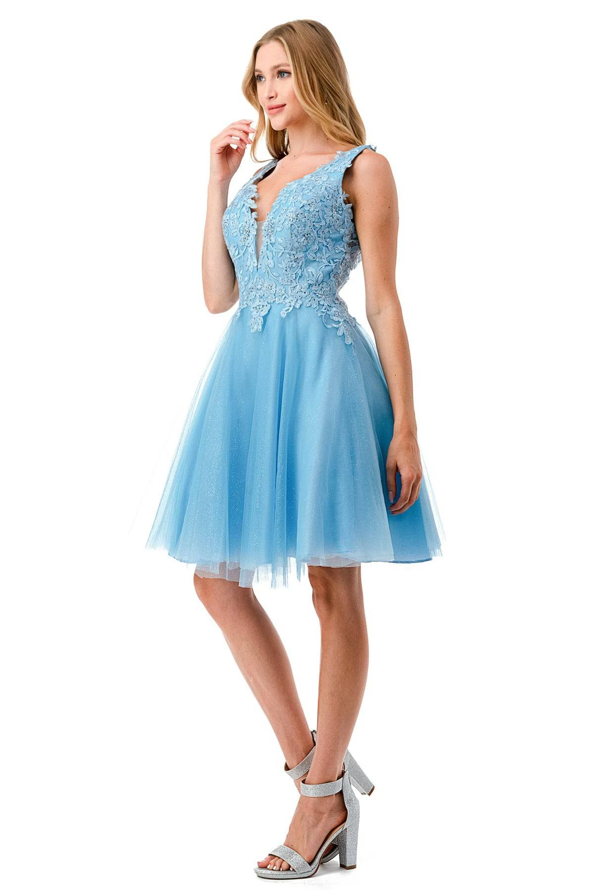 Aspeed S2739J Floral Sky Blue Short Dress 4 Aspeed S2739J Floral Sky Blue Short Dress - Image 4